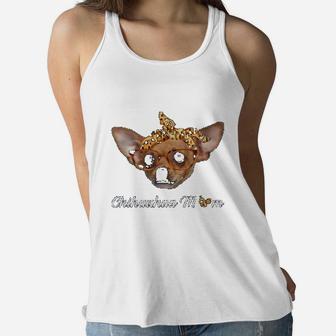 Chihuahua Mom Leopard Print Dog Lovers Mother Day Gift Ladies Flowy Tank - Seseable