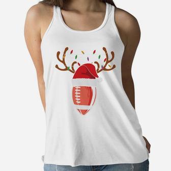 Christmas Football Sport Gift Santa Hat Reindeer Women Flowy Tank - Seseable