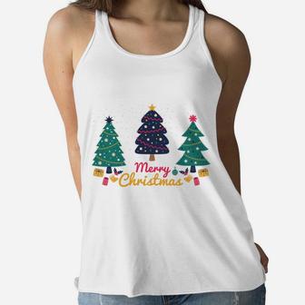 Christmas Trees Merry Christmas Gift Idea For Everyone Women Flowy Tank - Seseable