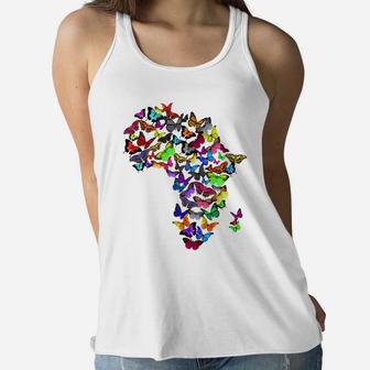 Cool Mama Africa Butterfly Style Africans Gif Ladies Flowy Tank - Seseable
