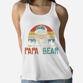 Cool Papa Bear Vintage Gift Idea For Fathers Day Women Flowy Tank - Seseable