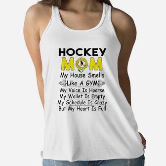 Crazy Hockey Mom Heart Is Full Mix Sunflower Ladies Flowy Tank - Seseable