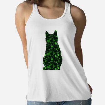 Cute Shamrock Chartreux Mom Dad Gift St Patricks Day Awesome Cat Lovers Gift Ladies Flowy Tank - Seseable