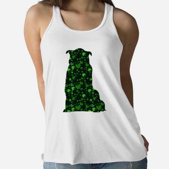 Cute Shamrock Collie Mom Dad Gift St Patricks Day Awesome Dog Lovers Gift Ladies Flowy Tank - Seseable