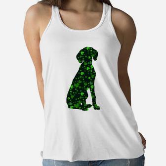 Cute Shamrock German Shorthair Pointer Mom Dad Gift St Patricks Day Awesome Dog Lovers Gift Ladies Flowy Tank - Seseable