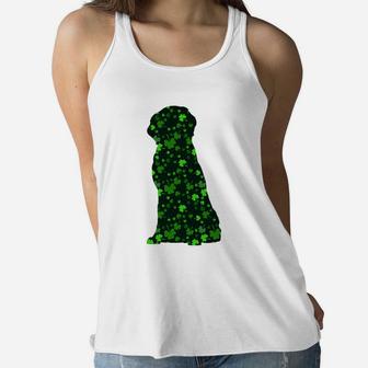 Cute Shamrock Golden Retriever Mom Dad Gift St Patricks Day Awesome Dog Lovers Gift Ladies Flowy Tank - Seseable