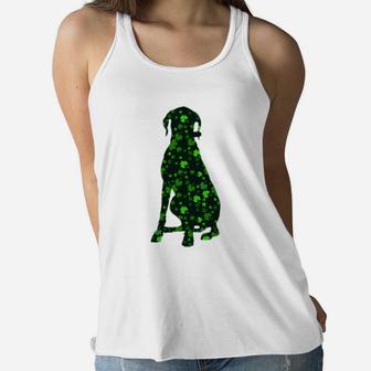 Cute Shamrock Great Dane Mom Dad Gift St Patricks Day Awesome Dog Lovers Gift Ladies Flowy Tank - Seseable