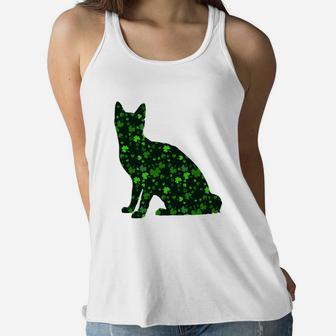 Cute Shamrock Japanese Bobtail Mom Dad Gift St Patricks Day Awesome Cat Lovers Gift Ladies Flowy Tank - Seseable