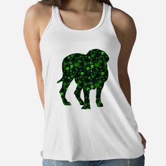 Cute Shamrock Mastiff Mom Dad Gift St Patricks Day Awesome Dog Lovers Gift Ladies Flowy Tank - Seseable