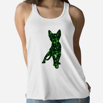 Cute Shamrock Ocicat Mom Dad Gift St Patricks Day Awesome Cat Lovers Gift Ladies Flowy Tank - Seseable