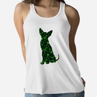 Cute Shamrock Oriental Shorthair Mom Dad Gift St Patricks Day Awesome Cat Lovers Gift Ladies Flowy Tank - Seseable