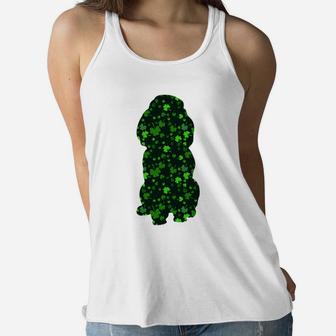 Cute Shamrock Poodle Mom Dad Gift St Patricks Day Awesome Dog Lovers Gift Ladies Flowy Tank - Seseable
