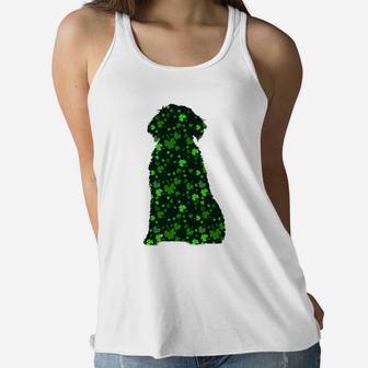 Cute Shamrock Portuguese Water Dog Mom Dad Gift St Patricks Day Awesome Dog Lovers Gift Ladies Flowy Tank - Seseable