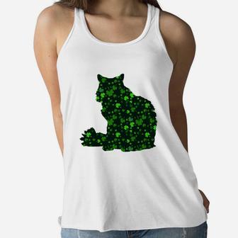 Cute Shamrock Ragamuffin Mom Dad Gift St Patricks Day Awesome Cat Lovers Gift Ladies Flowy Tank - Seseable