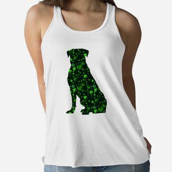 Cute Shamrock Rottweiler Mom Dad Gift St Patricks Day Awesome Dog Lovers Gift Ladies Flowy Tank - Seseable