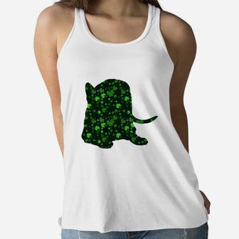 Cute Shamrock Savannah Mom Dad Gift St Patricks Day Awesome Cat Lovers Gift Ladies Flowy Tank - Seseable