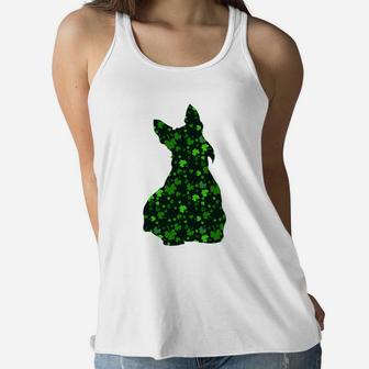 Cute Shamrock Scottish Terrier Mom Dad Gift St Patricks Day Awesome Dog Lovers Gift Ladies Flowy Tank - Seseable