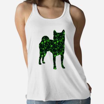 Cute Shamrock Shiba Inu Mom Dad Gift St Patricks Day Awesome Dog Lovers Gift Ladies Flowy Tank - Seseable