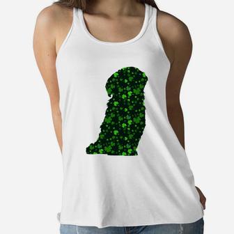 Cute Shamrock Shih Tzu Mom Dad Gift St Patricks Day Awesome Dog Lovers Gift Ladies Flowy Tank - Seseable
