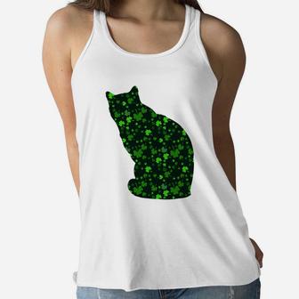 Cute Shamrock Siamese Mom Dad Gift St Patricks Day Awesome Cat Lovers Gift Ladies Flowy Tank - Seseable