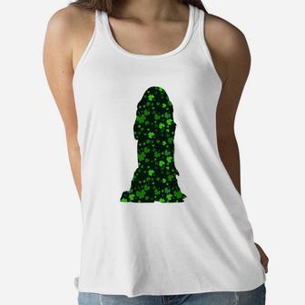 Cute Shamrock Spaniel Mom Dad Gift St Patricks Day Awesome Dog Lovers Gift Ladies Flowy Tank - Seseable
