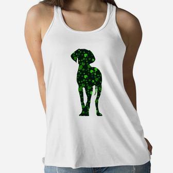 Cute Shamrock Weimaraner Mom Dad Gift St Patricks Day Awesome Dog Lovers Gift Ladies Flowy Tank - Seseable