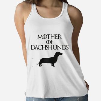 Cute Unique Black Mother Of Dachshunds Ladies Flowy Tank - Seseable