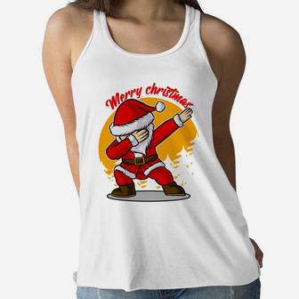 Dabbing Santa Merry Christmas Funny Xmas Holiday Gift Women Flowy Tank - Seseable