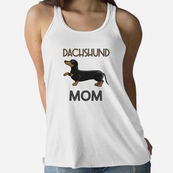 Dachshund Mom Cute Dog Weenie Mothers Day Gift Ladies Flowy Tank - Seseable