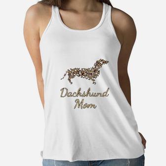 Dachshund Mom Leopard Print Dachshund Mom Gifts Ladies Flowy Tank - Seseable