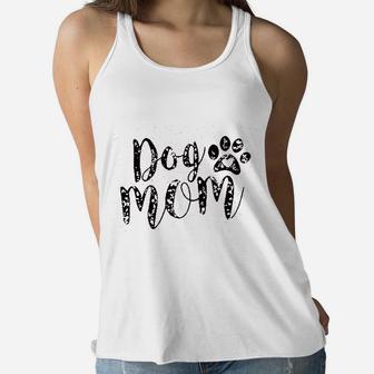 Dog Mom Funny Puppy Paw Ladies Flowy Tank - Seseable