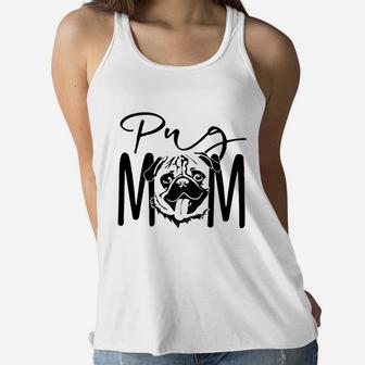 Dog Mom Pug Ladies Flowy Tank - Seseable