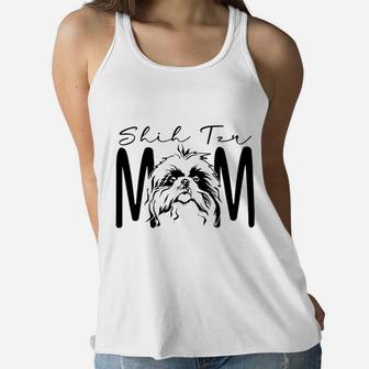 Dog Mom Shih Tzu Ladies Flowy Tank - Seseable