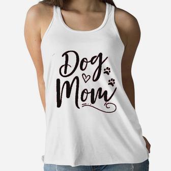 Dog Mom Women Funny Dog Paw Graphic Casual Ladies Flowy Tank - Seseable