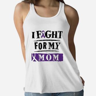 Fight For My Mom Purple Awareness Ladies Flowy Tank - Seseable