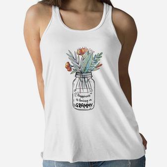 Flower Mothers Day Happiness Is Being A Grammy Ladies Flowy Tank - Seseable