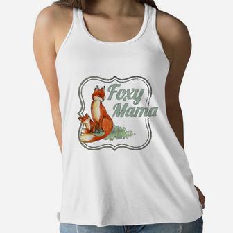 Foxy Mama Lovely Fox Ladies Flowy Tank - Seseable