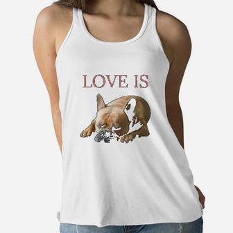 French Bulldog Love Is Cute Frenchie Dog Mom Gifts Ladies Flowy Tank - Seseable