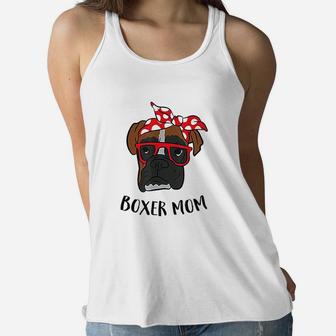 Funny Boxer Mom Cute Boxer Mama Ladies Flowy Tank - Seseable