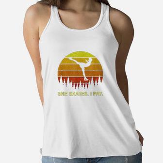 Funny Figure Ice Skating Quote For Mom Dad Of Skate Daughter Ladies Flowy Tank - Seseable