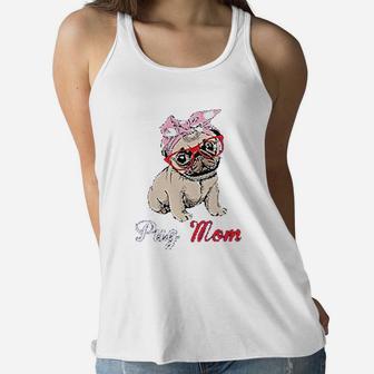 Funny Pug Mom Pug Dog Lover Owner Ladies Flowy Tank - Seseable