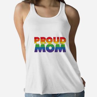 Gay Pride Proud Mom Lgbt Parent Fathers Day Ladies Flowy Tank - Seseable