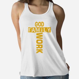 God Family Work Best Fathers Gift Idea, Gifts For Dad Women Flowy Tank - Seseable