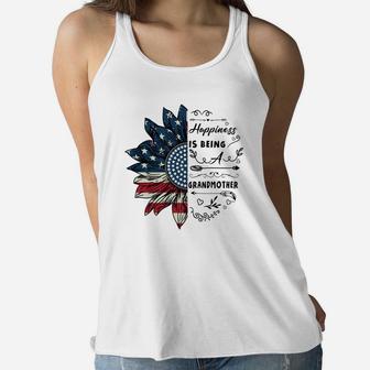 Happiness Is Being A Grandmother Sunflower Grandmother Gift 2 Ladies Flowy Tank - Seseable