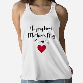 Happy First Mother Day Mommy Ladies Flowy Tank - Seseable
