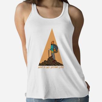 Hike Is My Second Life I Love Camping Adventure Women Flowy Tank - Seseable