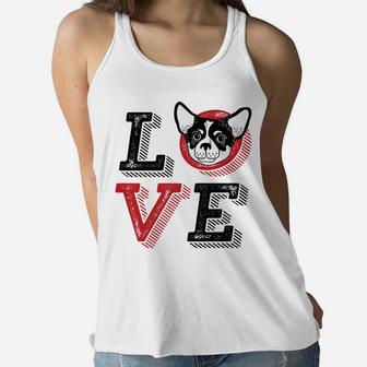I Love French Bulldog Animal Lover Puppies Mom Dad Ladies Flowy Tank - Seseable