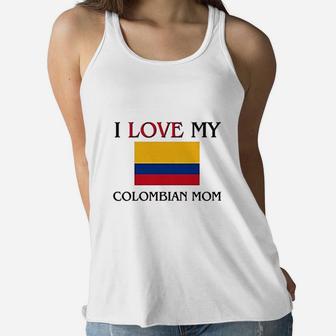 I Love My Colombian Mom Ladies Flowy Tank - Seseable