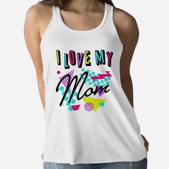 I Love My Mom 80s Retro Style Toddler Ladies Flowy Tank - Seseable