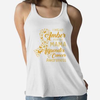I Wear Amber For My Mama Proud Mom Ladies Flowy Tank - Seseable